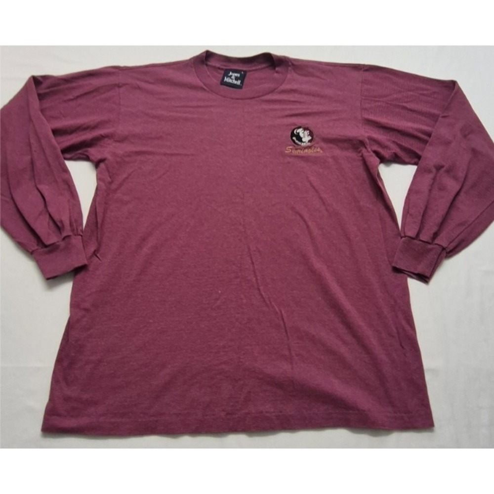 FSU Seminoles Jones & Mitchell  women's red striped long‎ sleeve logo shirt LG